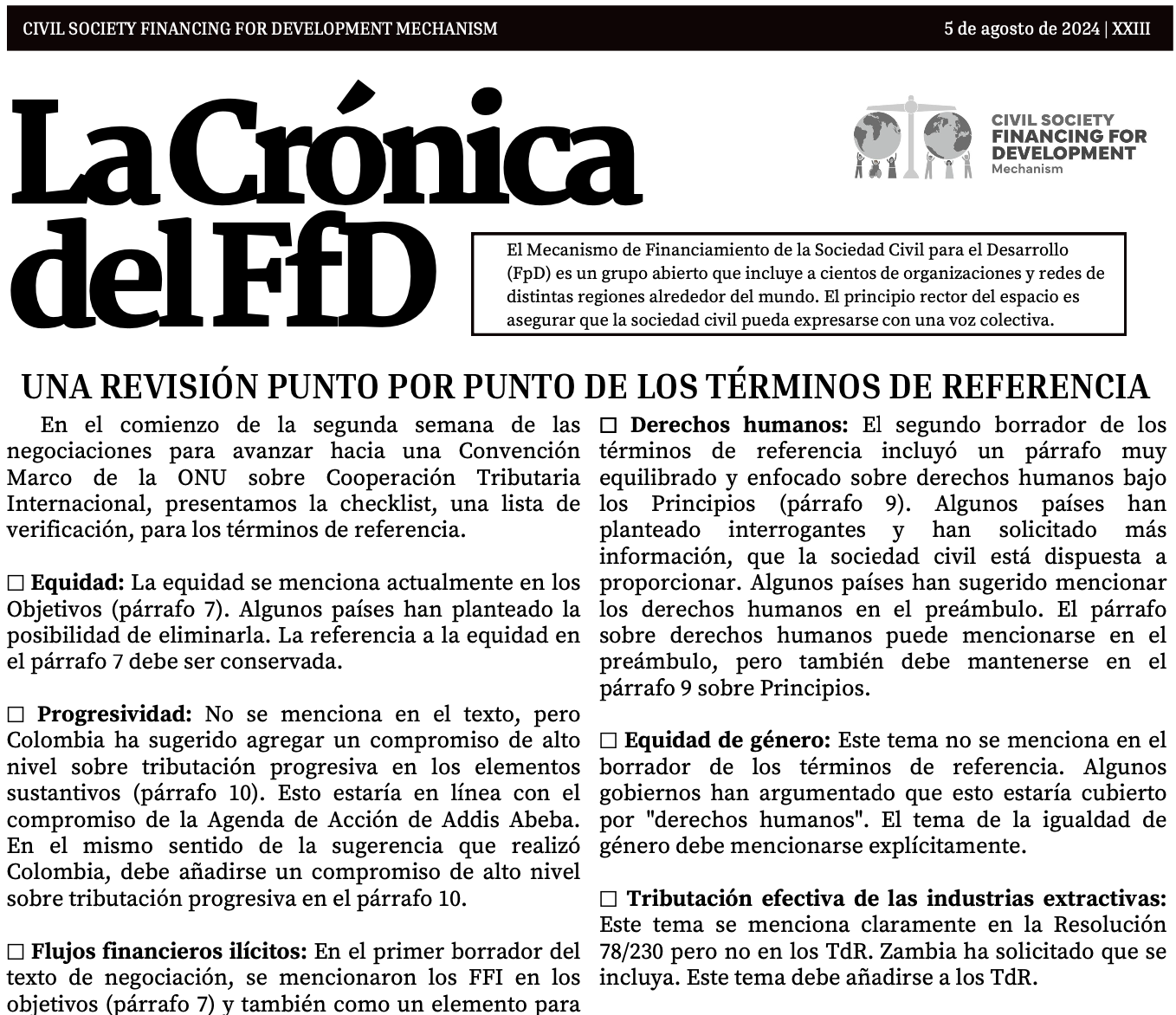 La Crónica del FfD: 5 de agosto